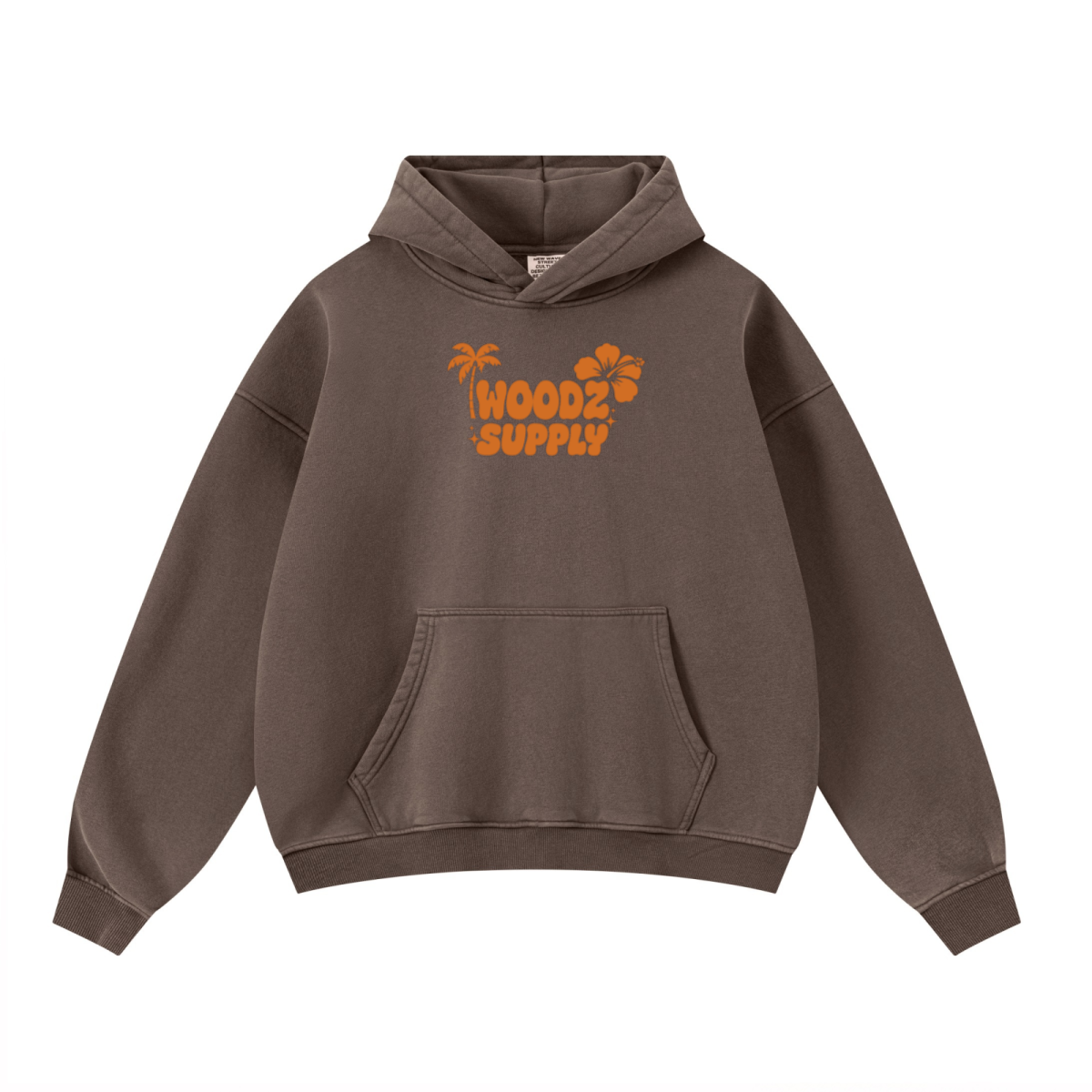 400GSM Unisex Washed Heavyweight Boxy-Fit Hoodie Vintage Dark Brown