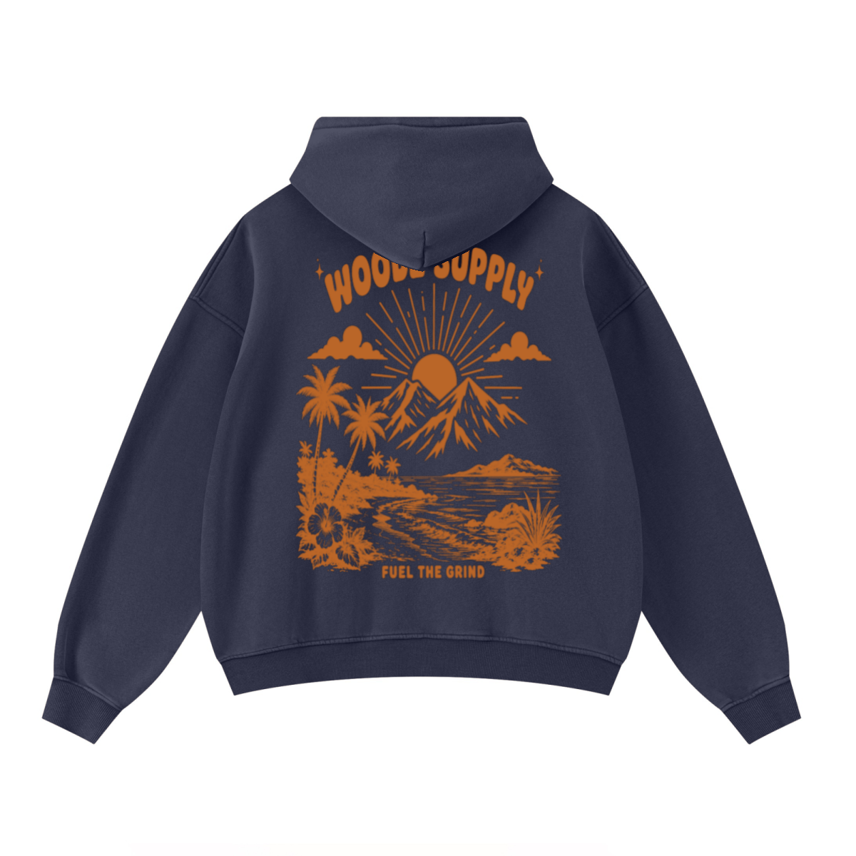 400GSM Unisex Washed Heavyweight Boxy-Fit Hoodie Vintage Royal Blue