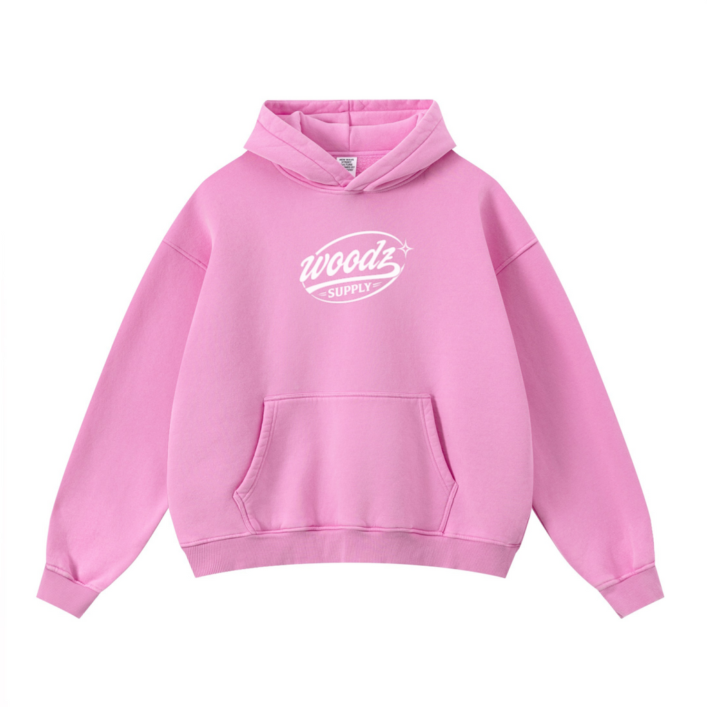400GSM Unisex Washed Heavyweight Boxy-Fit Hoodie Vintage Peach Pink
