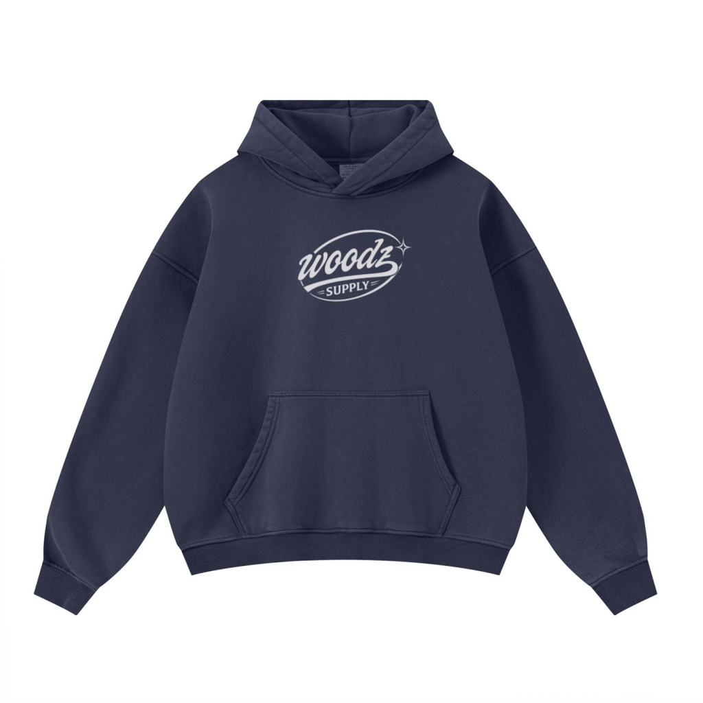 400GSM Unisex Washed Heavyweight Boxy-Fit Hoodie Vintage Royal Blue