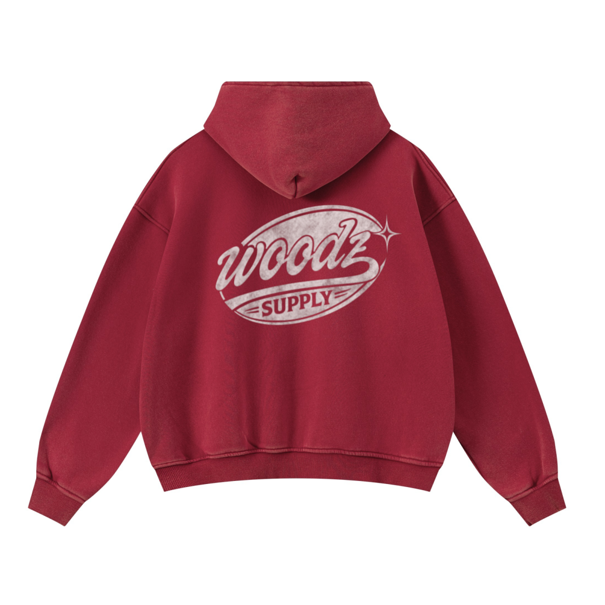 400GSM Unisex Washed Heavyweight Boxy-Fit Hoodie Vintage Red