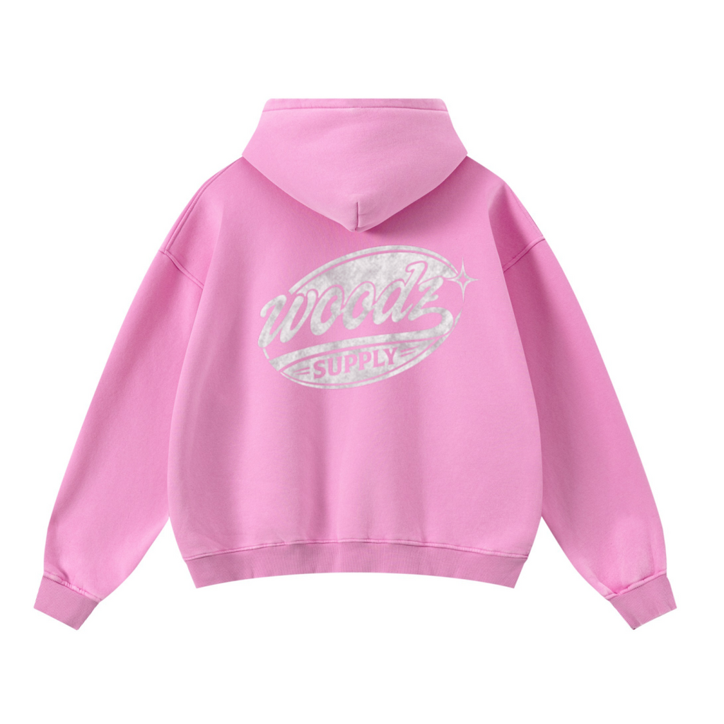 400GSM Unisex Washed Heavyweight Boxy-Fit Hoodie Vintage Peach Pink