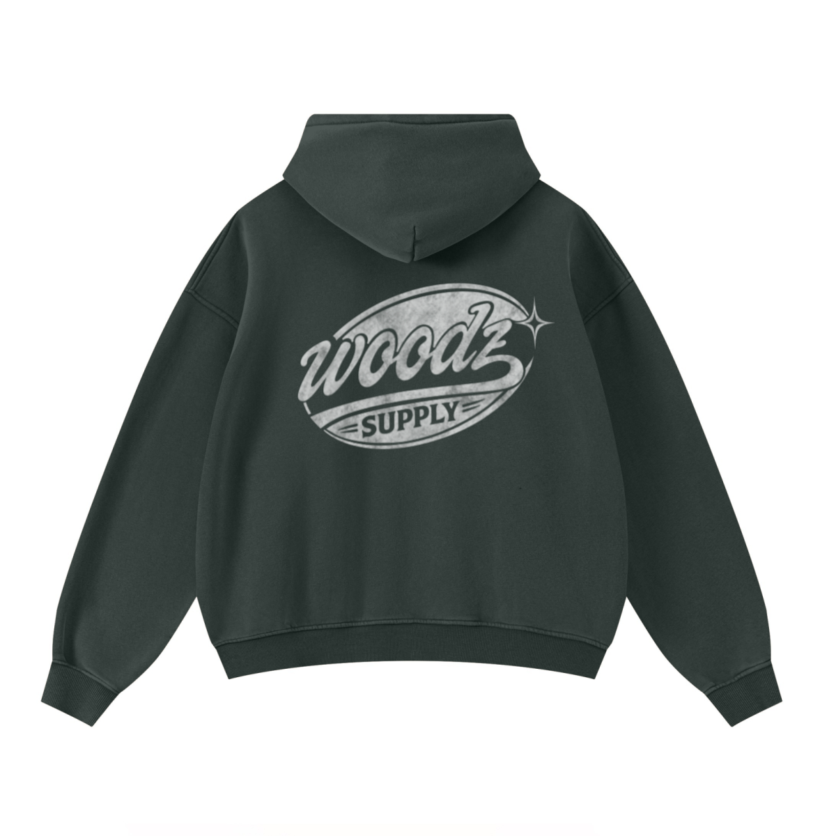 400GSM Unisex Washed Heavyweight Boxy-Fit Hoodie Vintage Moss Green