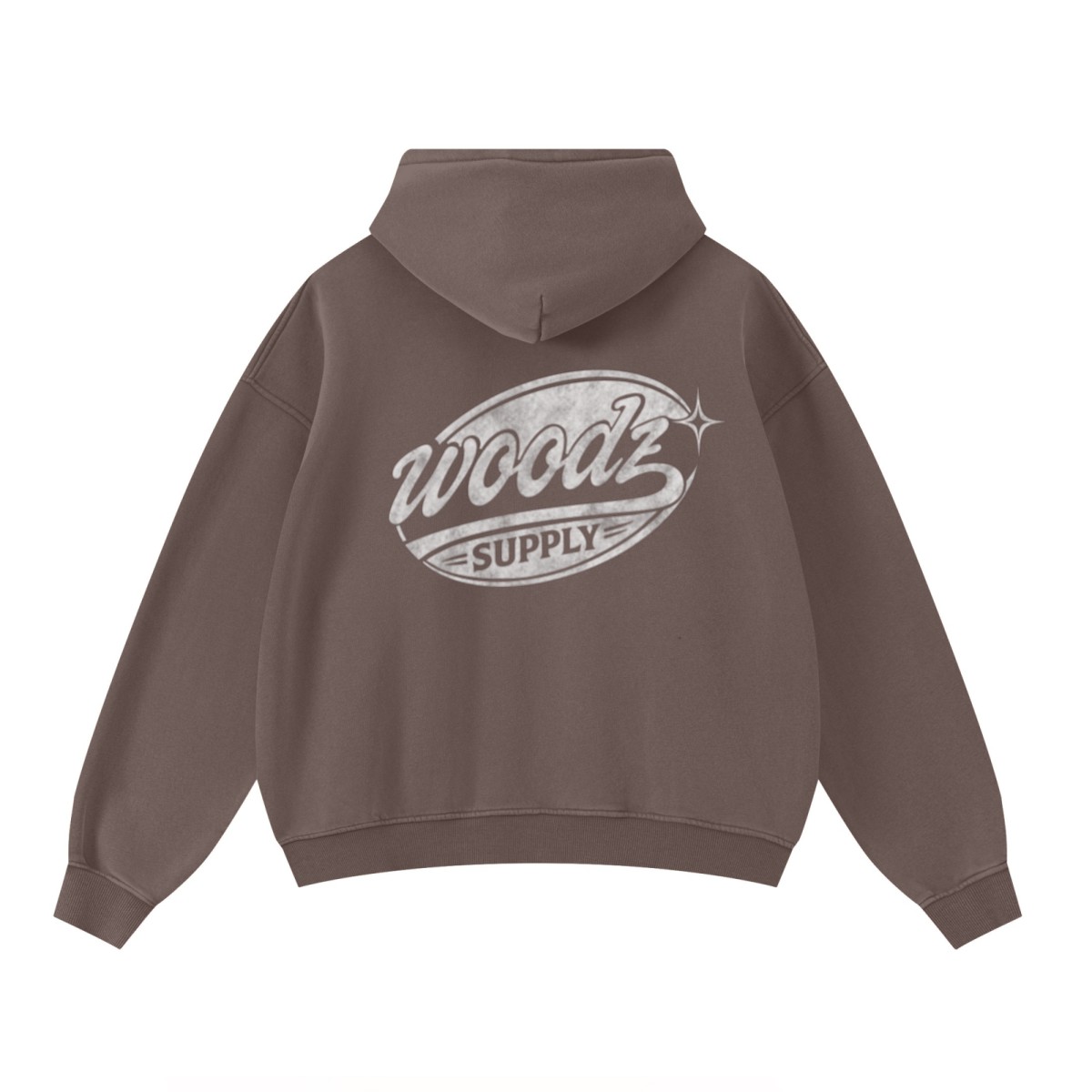 400GSM Unisex Washed Heavyweight Boxy-Fit Hoodie Vintage Dark Brown