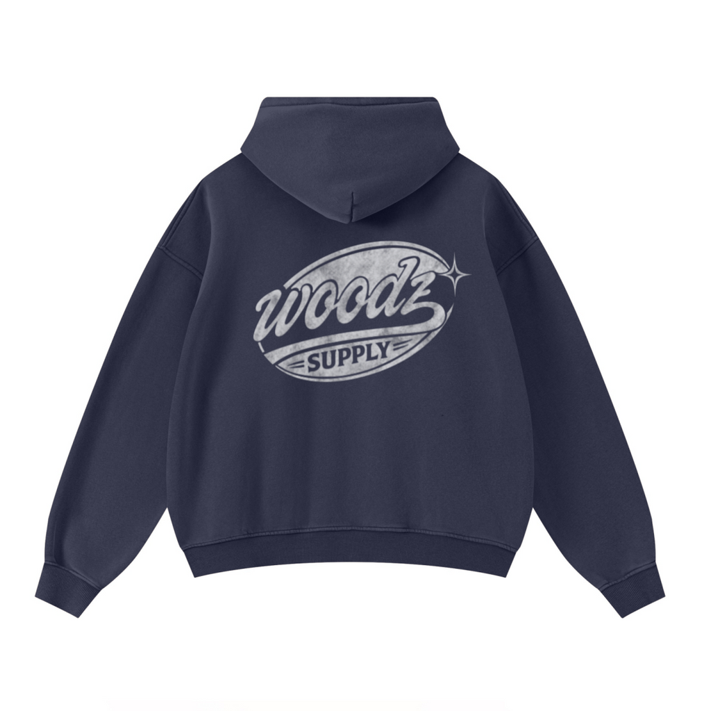 400GSM Unisex Washed Heavyweight Boxy-Fit Hoodie Vintage Royal Blue