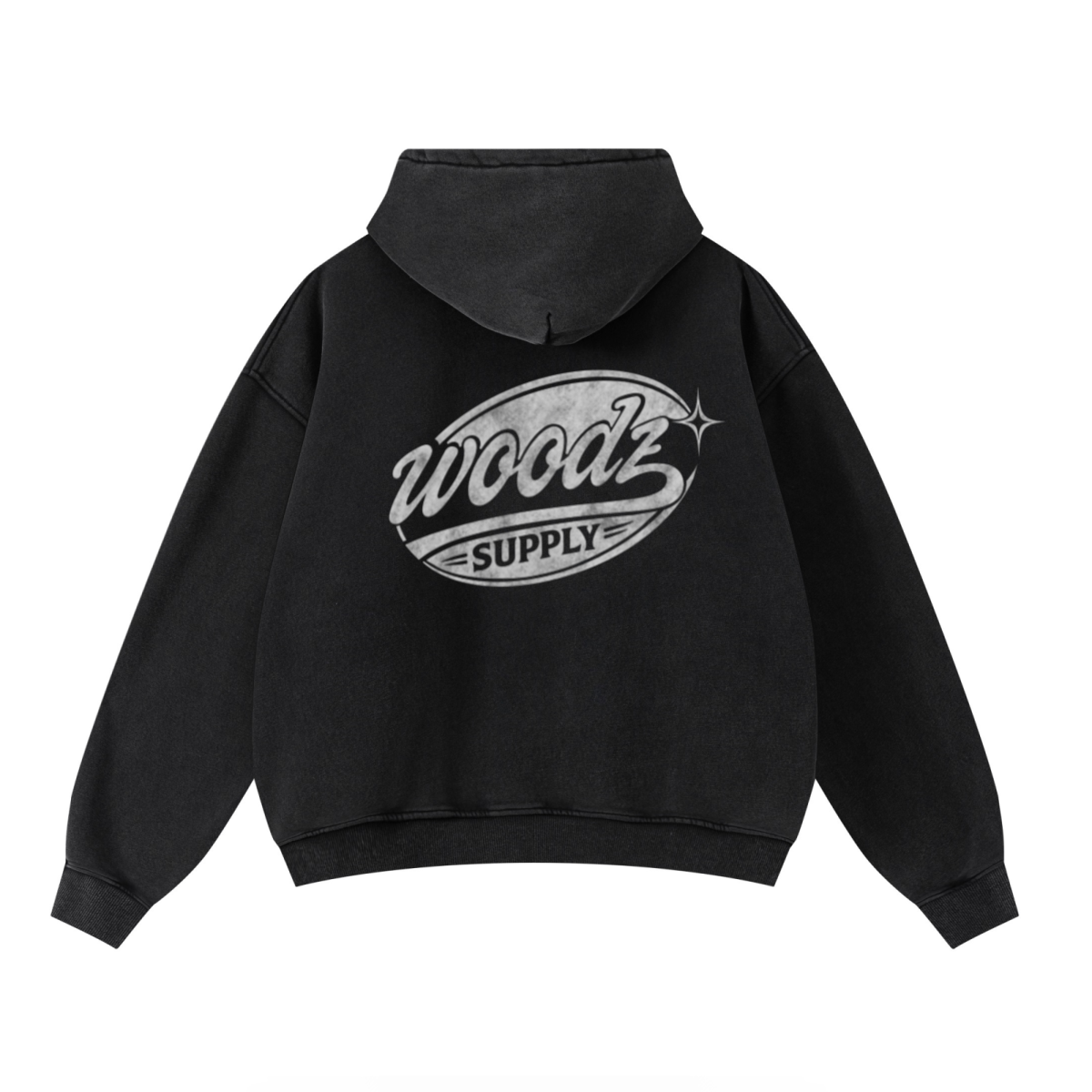 400GSM Unisex Washed Heavyweight Boxy-Fit Hoodie Vintage Black