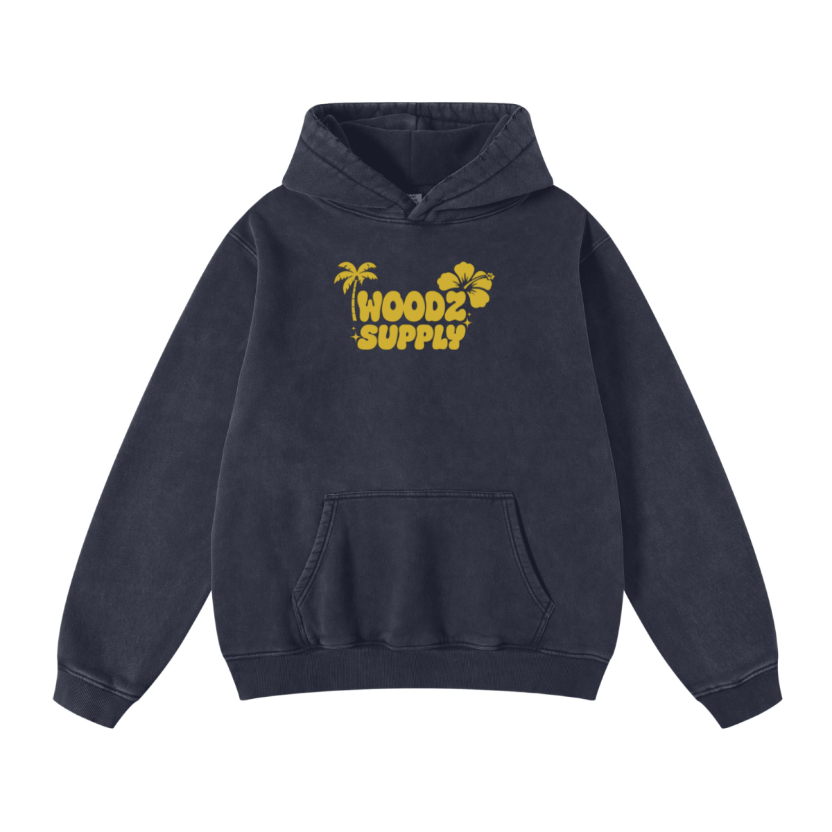 400GSM Unisex Heavyweight Distressed Snow-Wash Hoodie Royal Blue