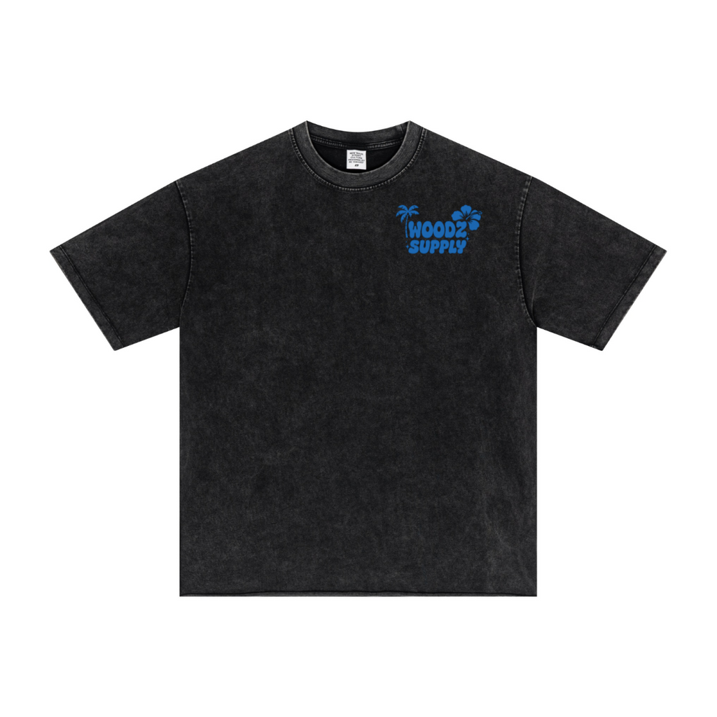 275GSM Men’s Raw-Edge Pigment-Wash T-shirt Snow Wash
