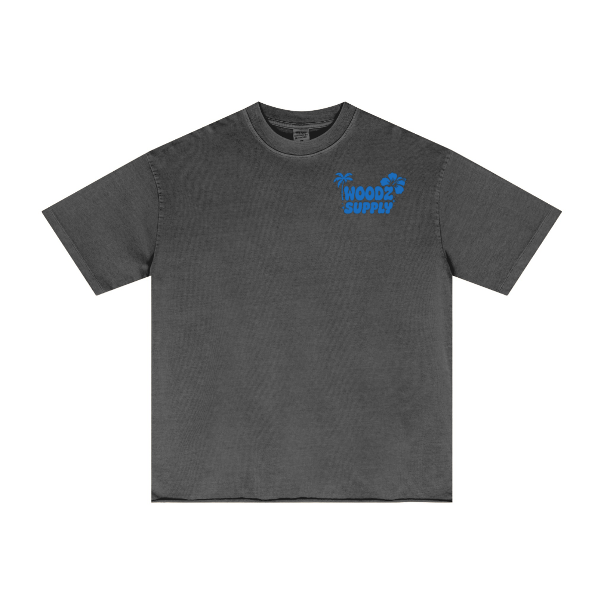 275GSM Men’s Raw-Edge Pigment-Wash T-shirt Dark grey