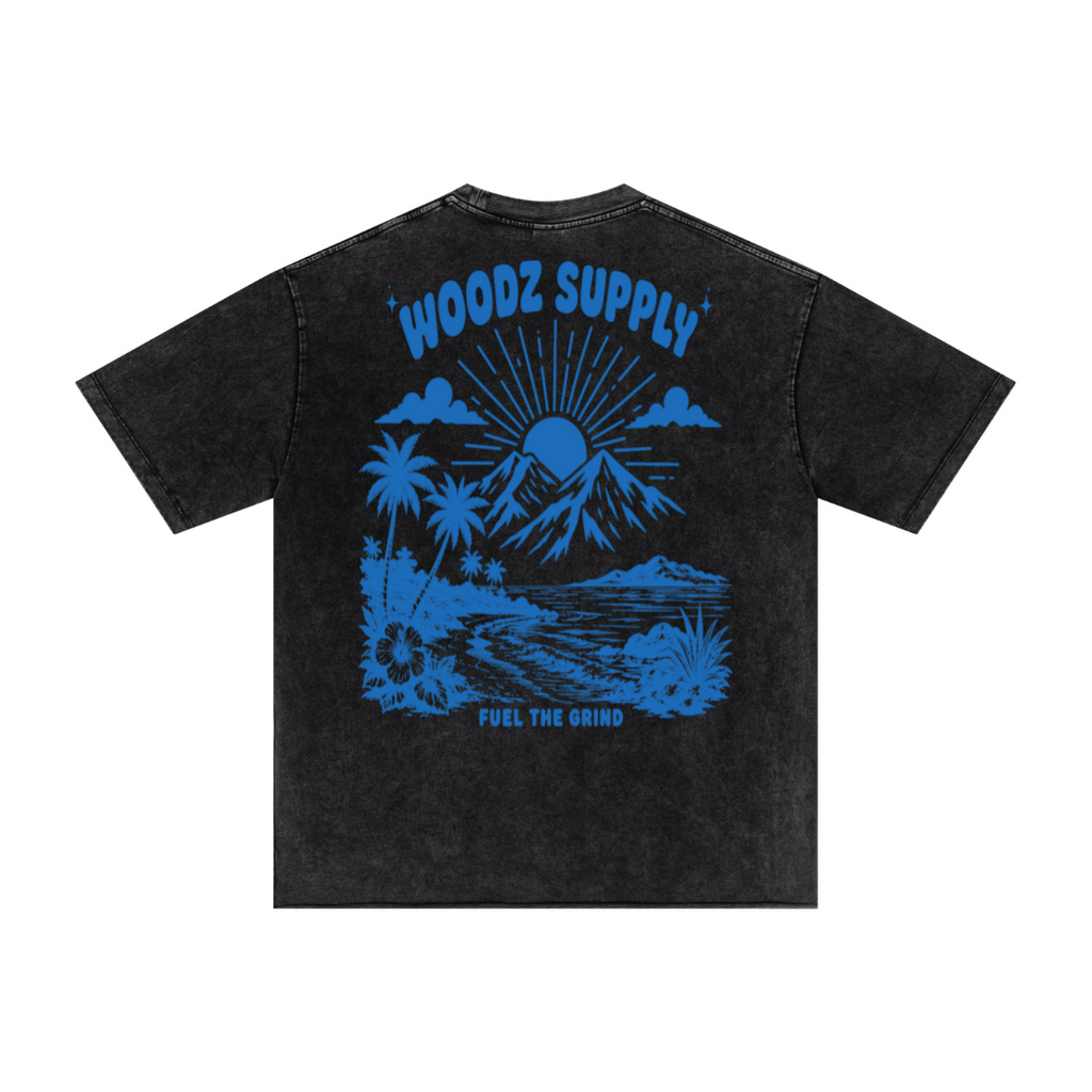 275GSM Men’s Raw-Edge Pigment-Wash T-shirt Snow Wash