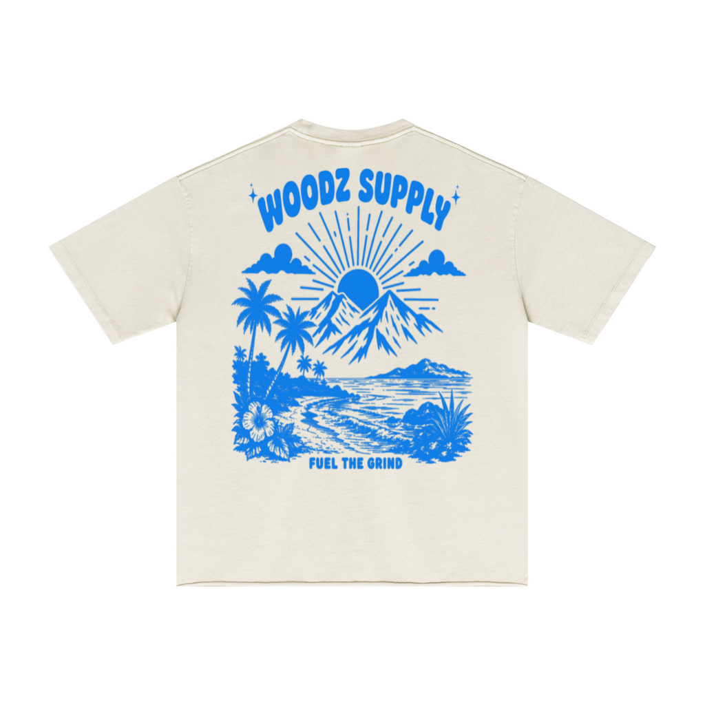 275GSM Men’s Raw-Edge Pigment-Wash T-shirt Apricot