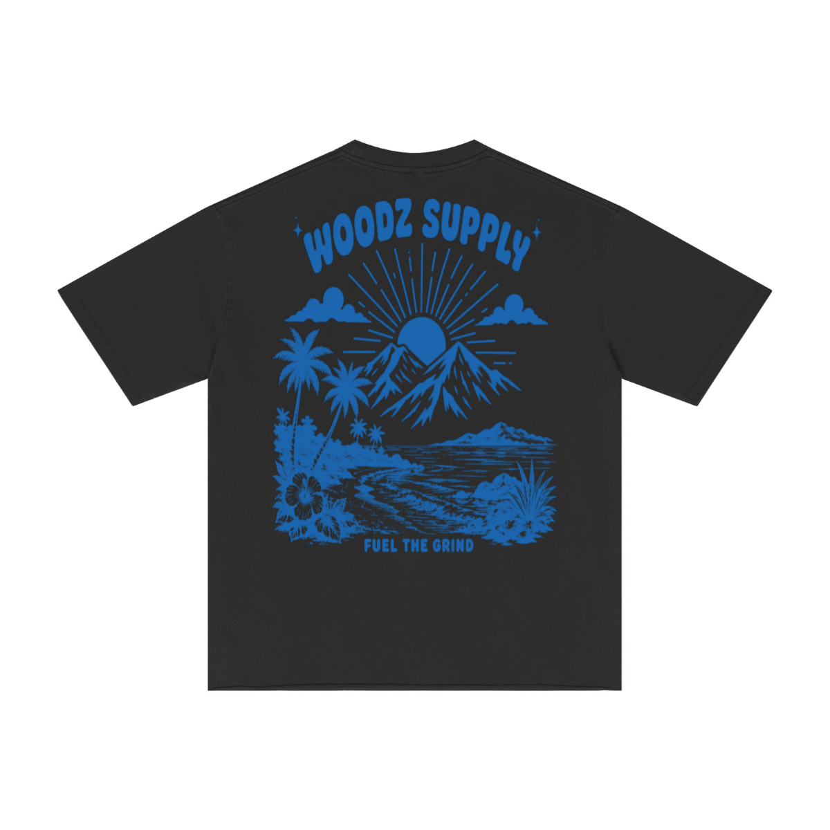 275GSM Men’s Raw-Edge Pigment-Wash T-shirt Black