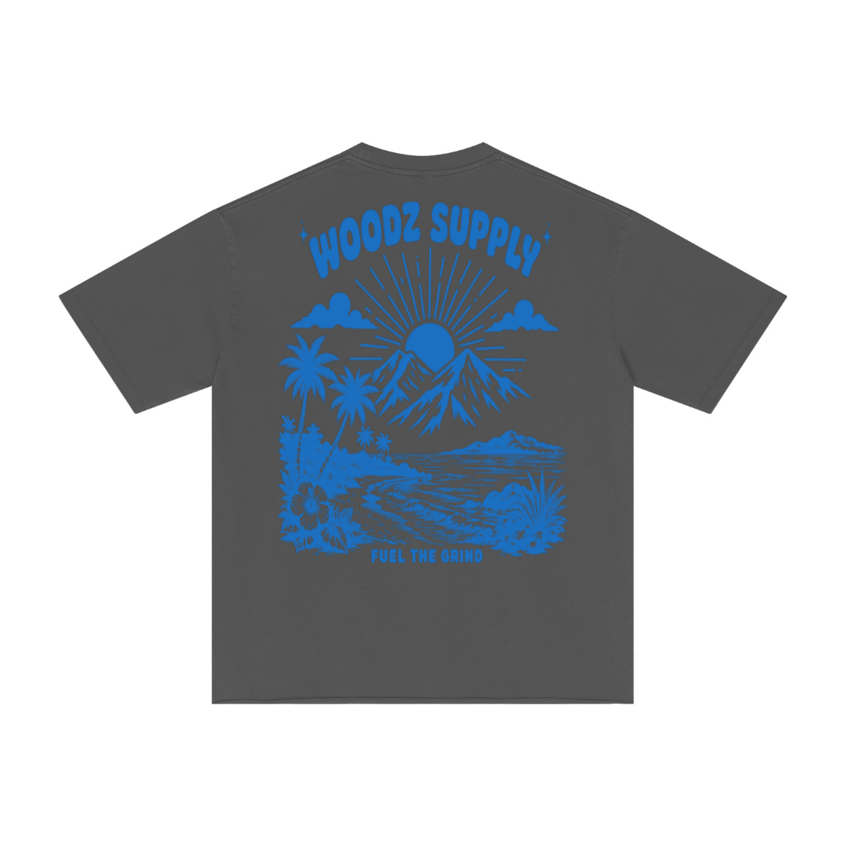 275GSM Men’s Raw-Edge Pigment-Wash T-shirt Dark grey