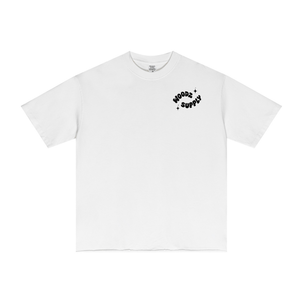 275GSM Men’s Raw-Edge Pigment-Wash T-shirt White