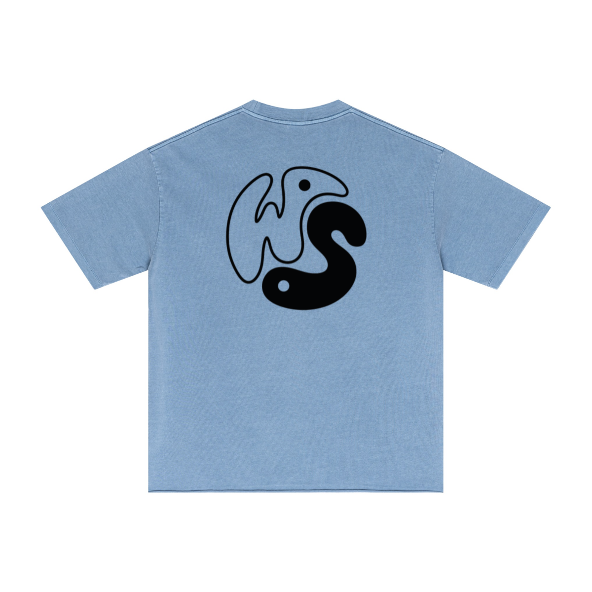 275GSM Men’s Raw-Edge Pigment-Wash T-shirt Blue
