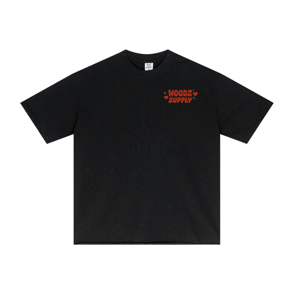 275GSM Men’s Raw-Edge Pigment-Wash T-shirt Black
