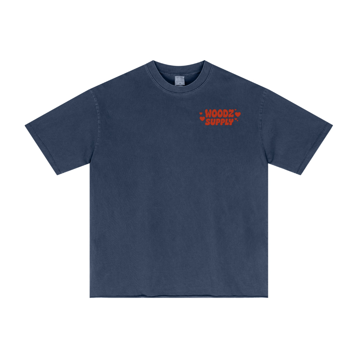 275GSM Men’s Raw-Edge Pigment-Wash T-shirt Dark blue