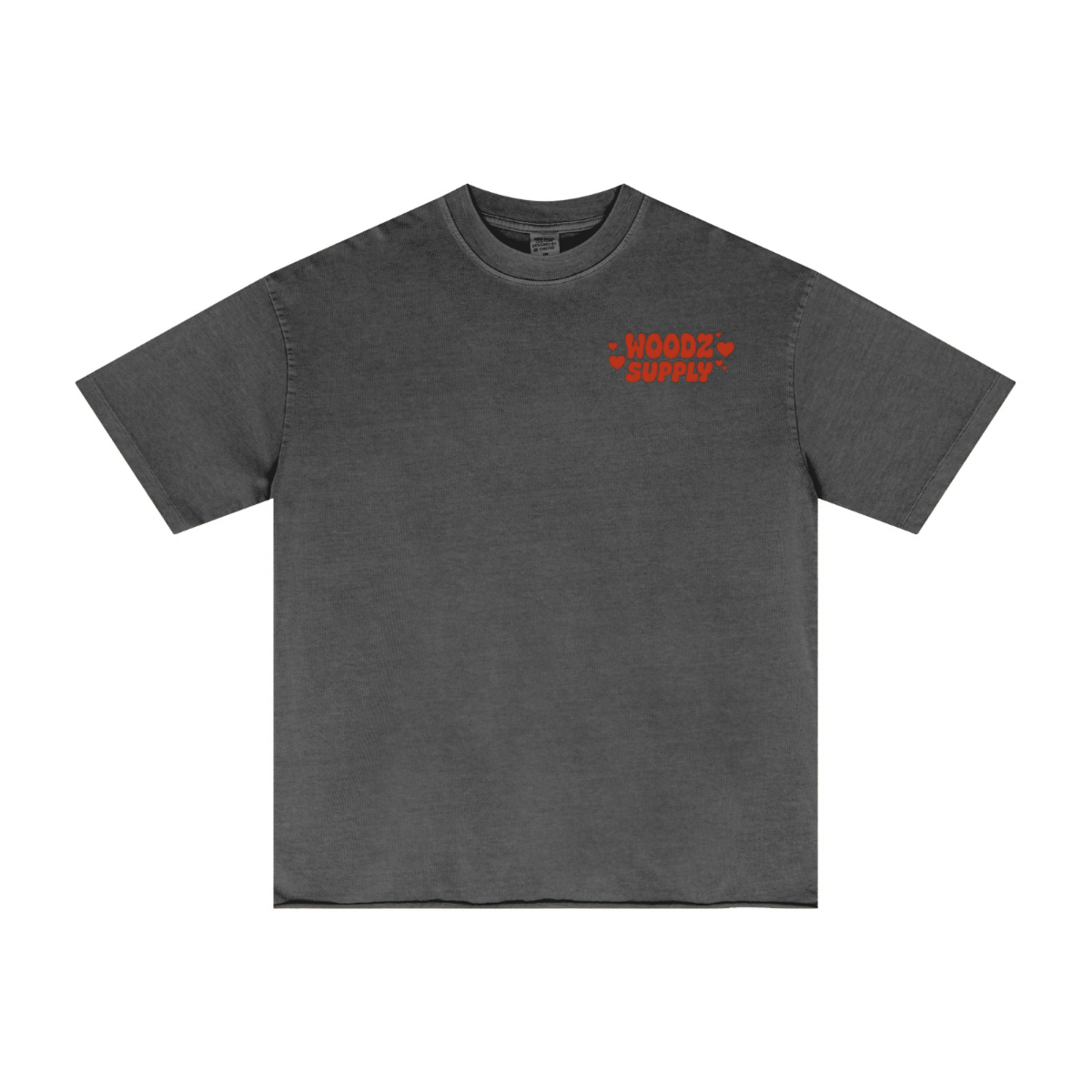 275GSM Men’s Raw-Edge Pigment-Wash T-shirt Dark grey