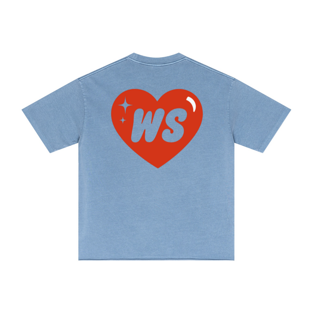 275GSM Men’s Raw-Edge Pigment-Wash T-shirt Blue