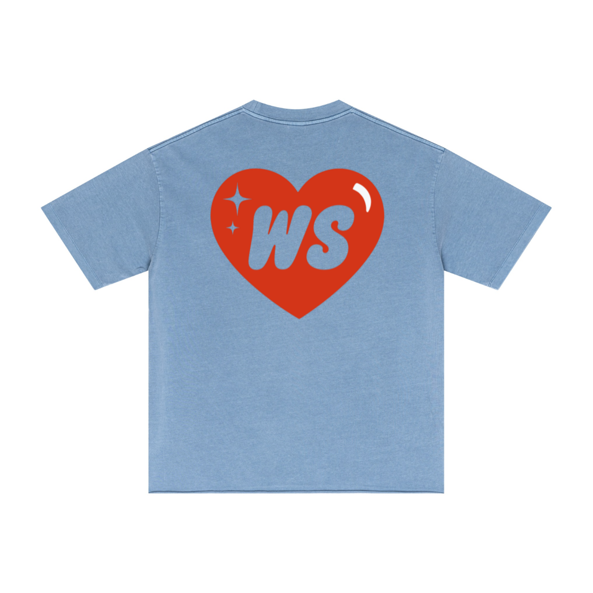 275GSM Men’s Raw-Edge Pigment-Wash T-shirt Blue