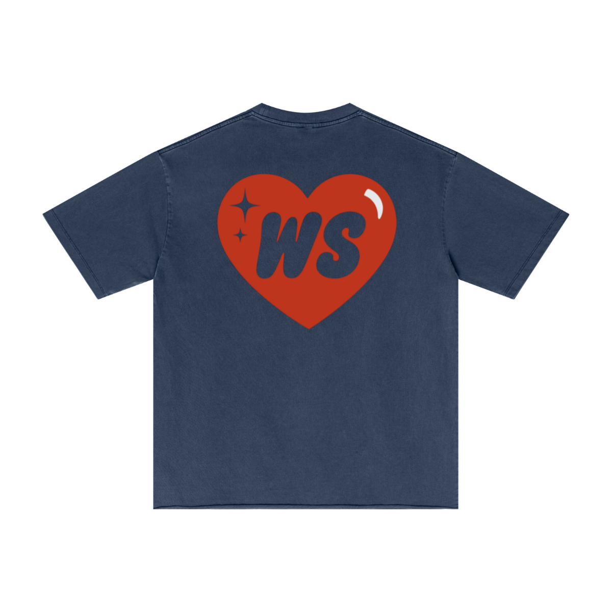 275GSM Men’s Raw-Edge Pigment-Wash T-shirt Dark blue
