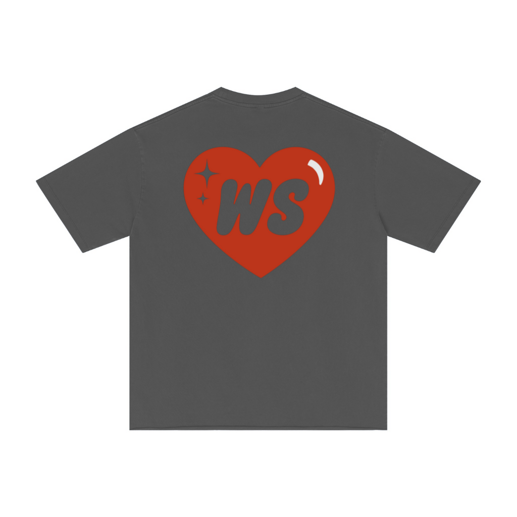 275GSM Men’s Raw-Edge Pigment-Wash T-shirt Dark grey
