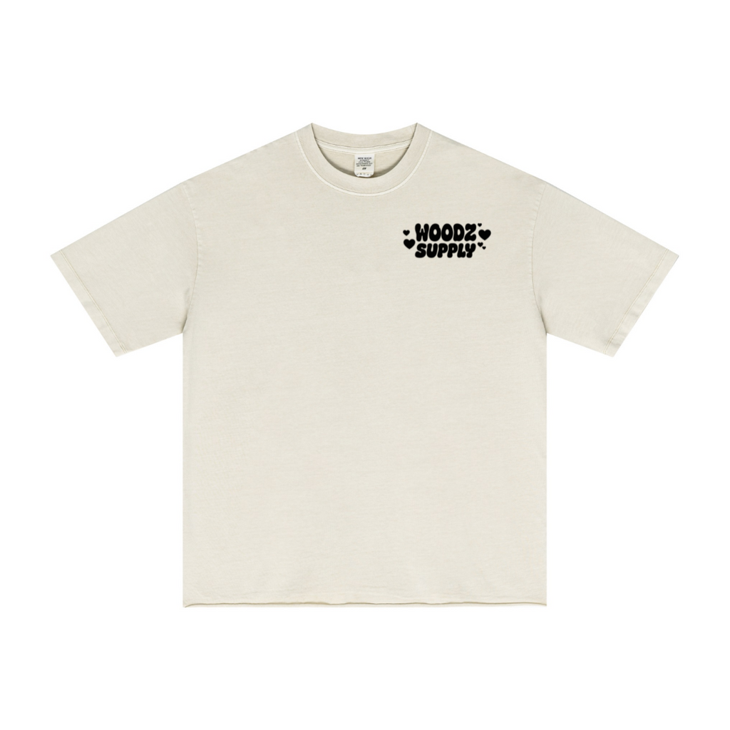 275GSM Men’s Raw-Edge Pigment-Wash T-shirt Apricot