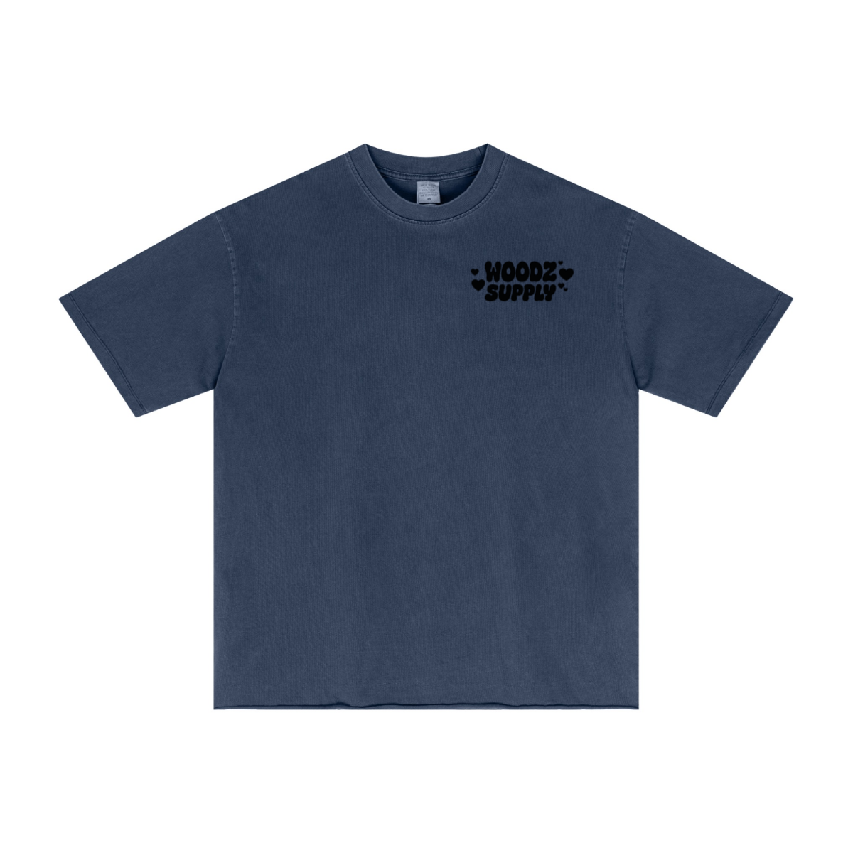 275GSM Men’s Raw-Edge Pigment-Wash T-shirt Dark blue