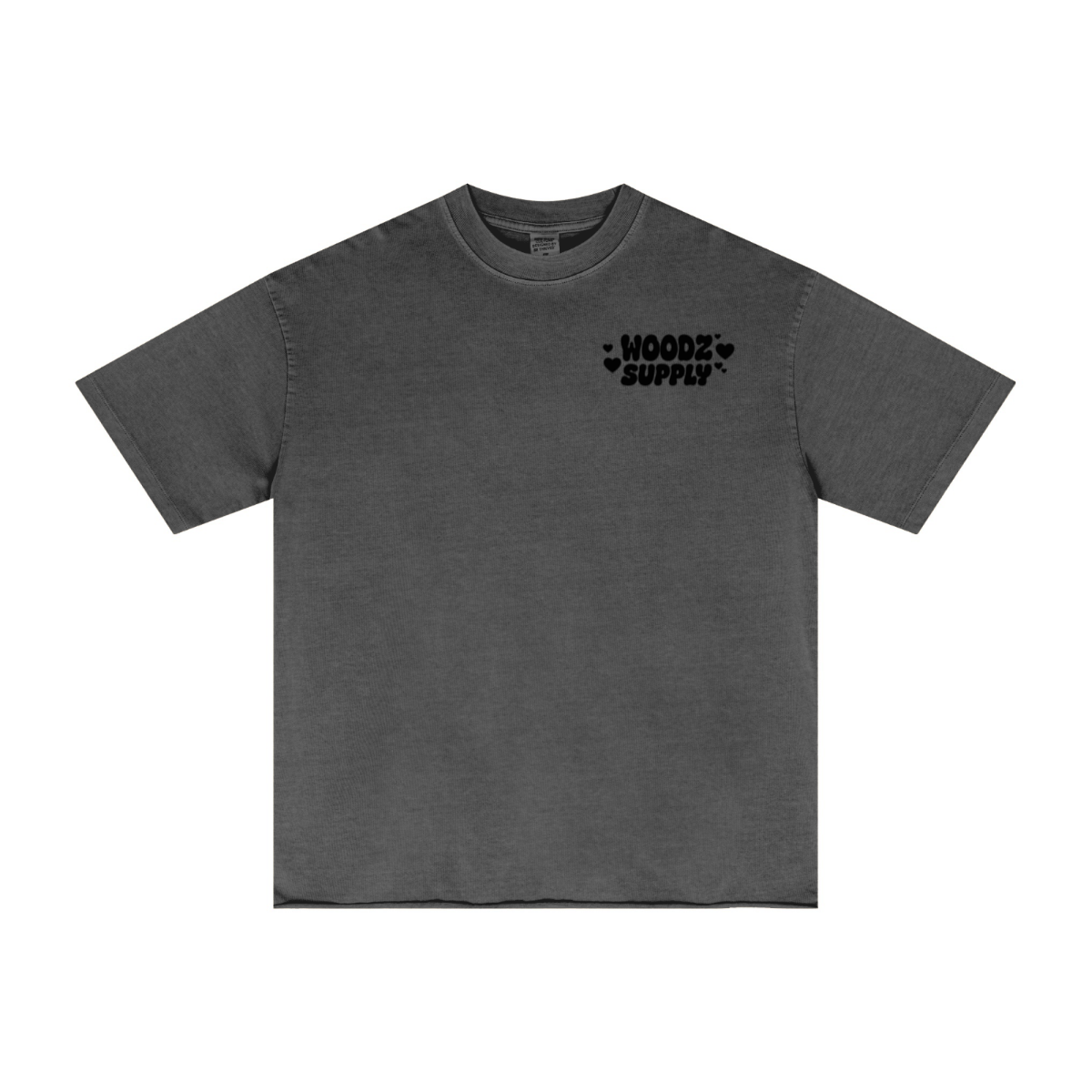 275GSM Men’s Raw-Edge Pigment-Wash T-shirt Dark grey