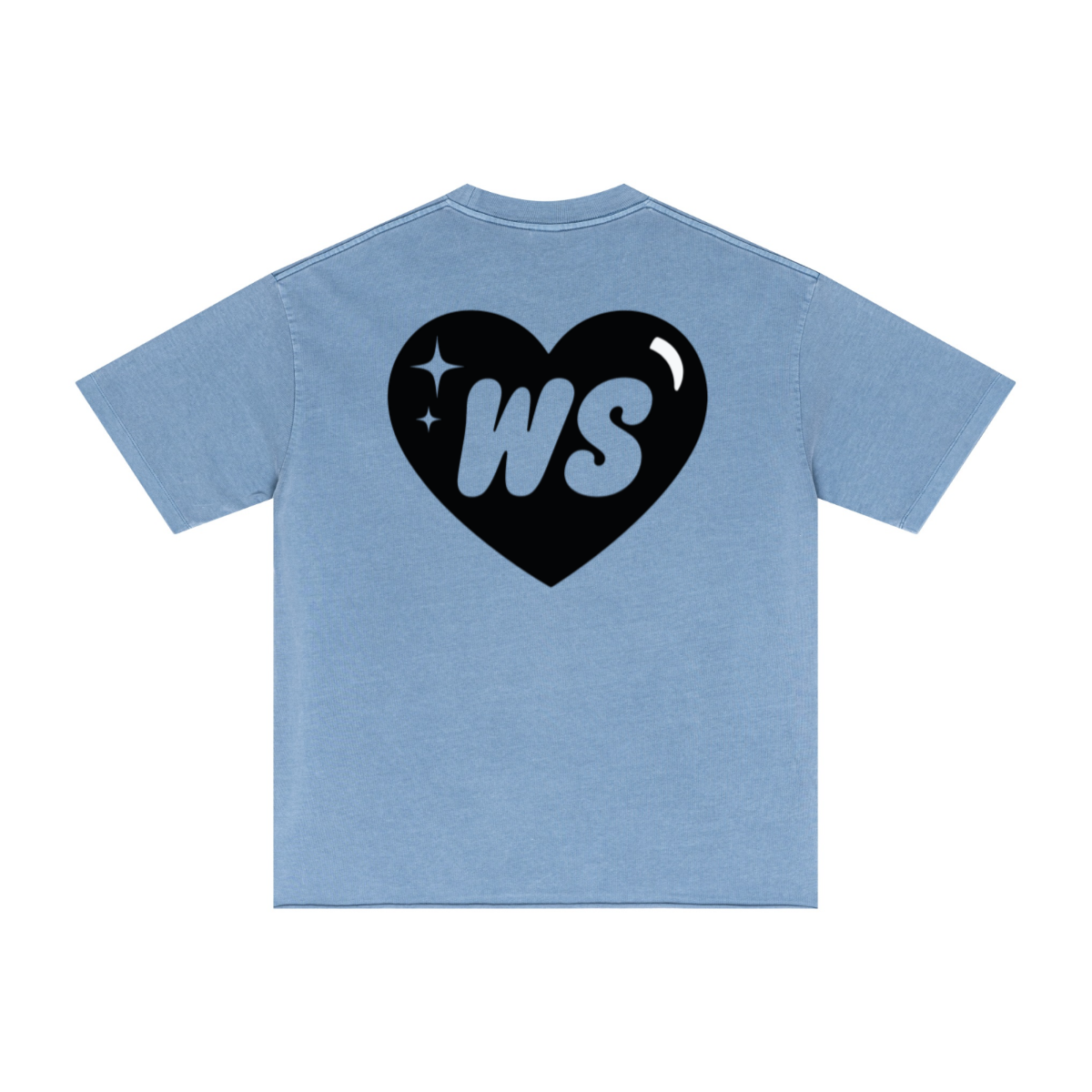 275GSM Men’s Raw-Edge Pigment-Wash T-shirt Blue