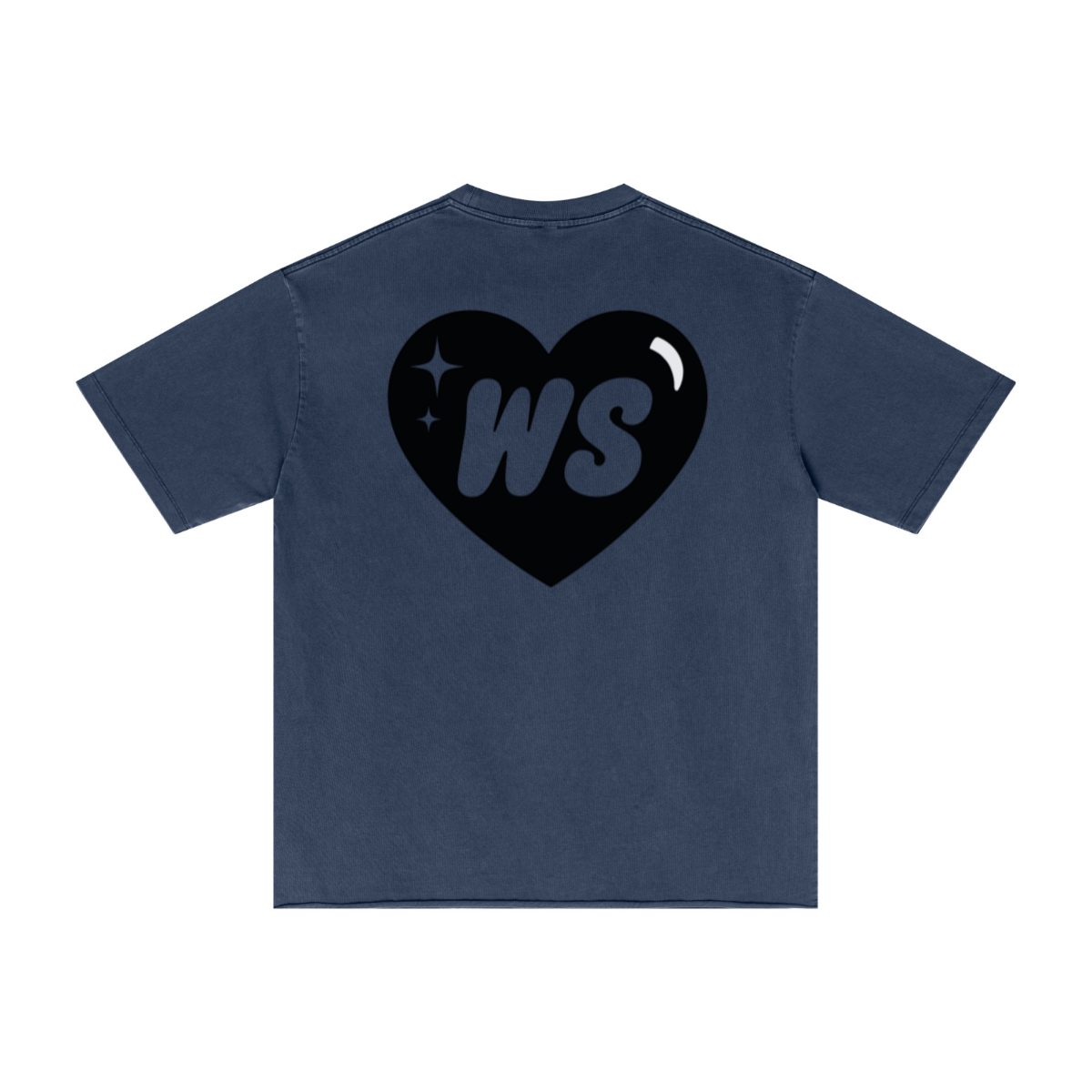 275GSM Men’s Raw-Edge Pigment-Wash T-shirt Dark blue