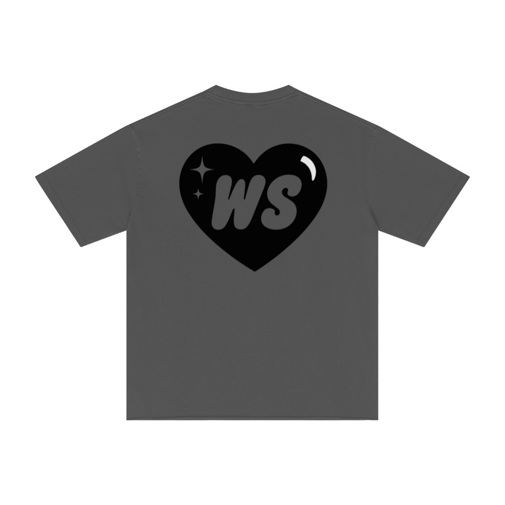 275GSM Men’s Raw-Edge Pigment-Wash T-shirt Dark grey