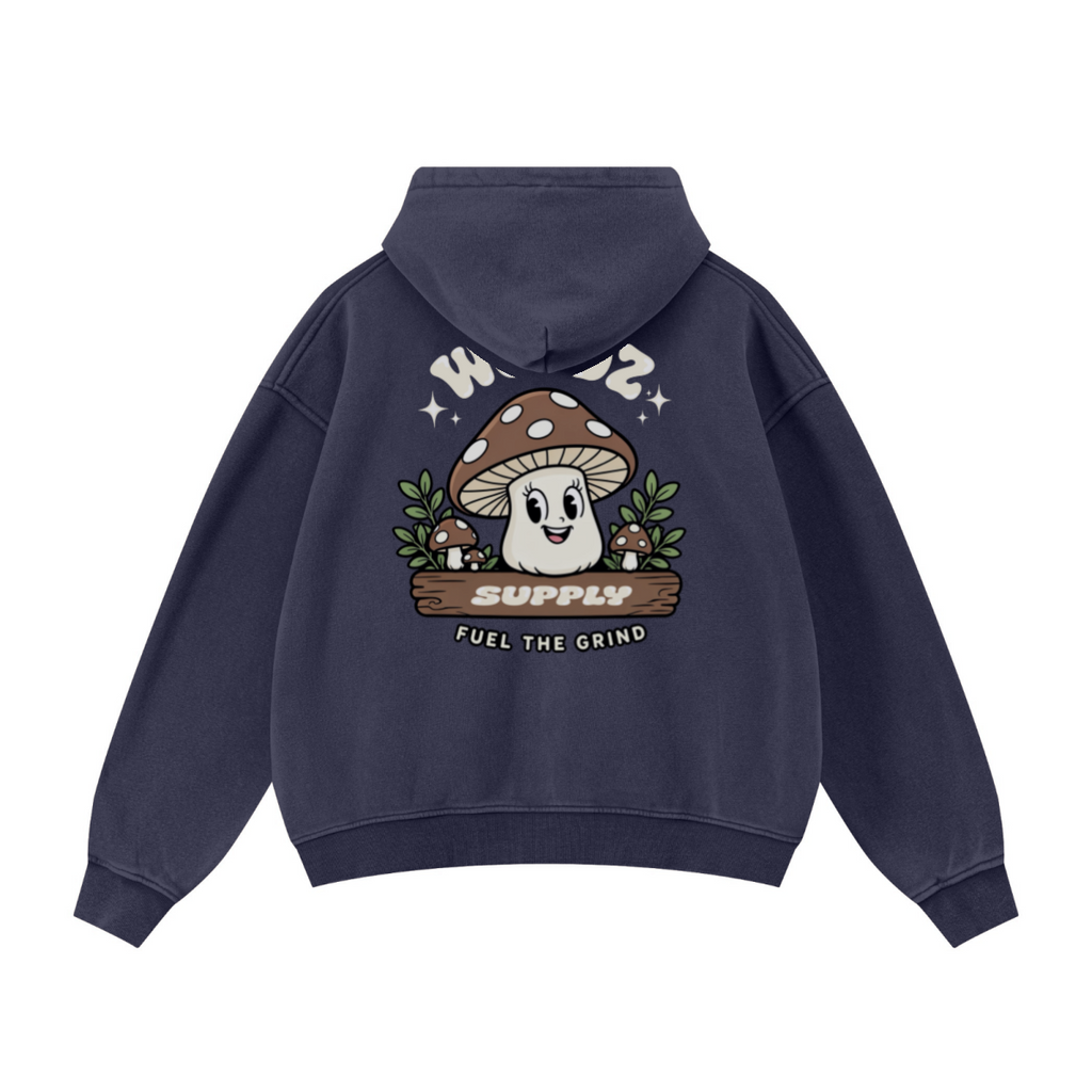 400GSM Unisex Vintage-Wash Boxy-Fit Zip-Up Hoodie Vintage Royal Blue