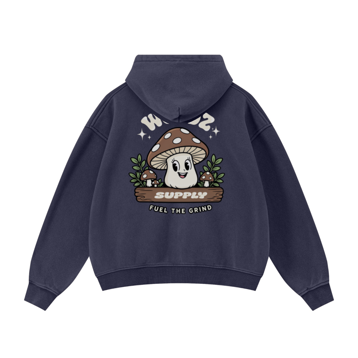 400GSM Unisex Vintage-Wash Boxy-Fit Zip-Up Hoodie Vintage Royal Blue