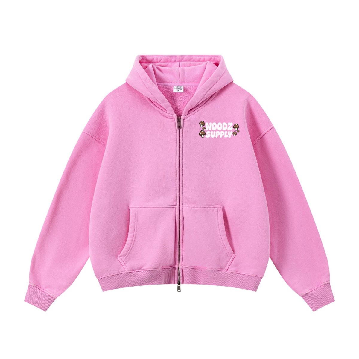 400GSM Unisex Vintage-Wash Boxy-Fit Zip-Up Hoodie Vintage Peach Pink