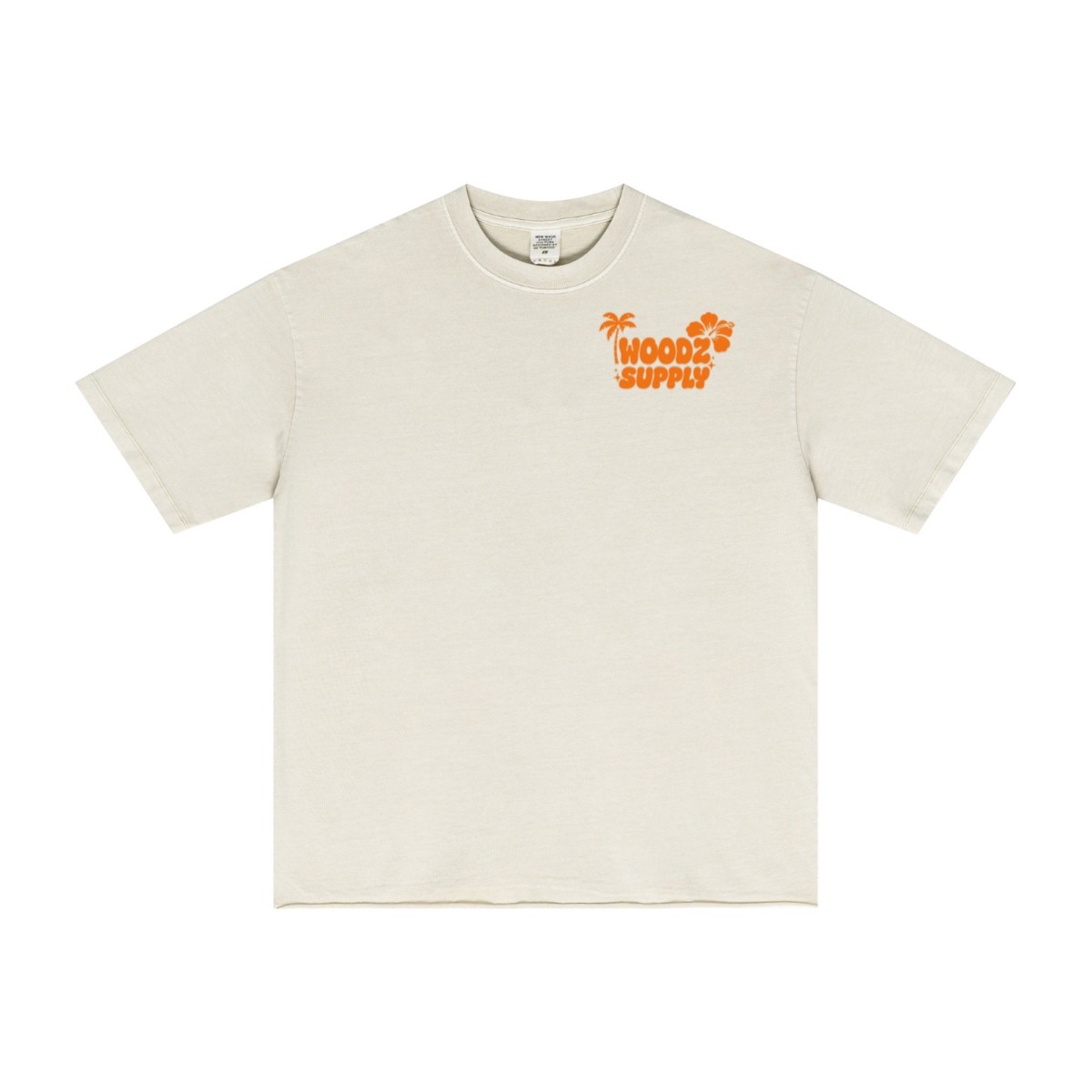 275GSM Men’s Raw-Edge Pigment-Wash T-shirt Apricot