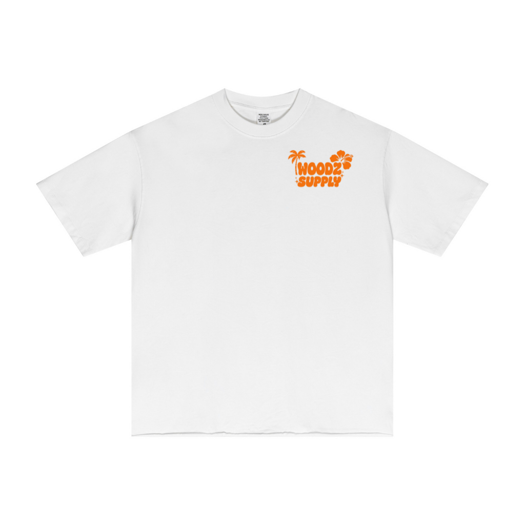 275GSM Men’s Raw-Edge Pigment-Wash T-shirt White