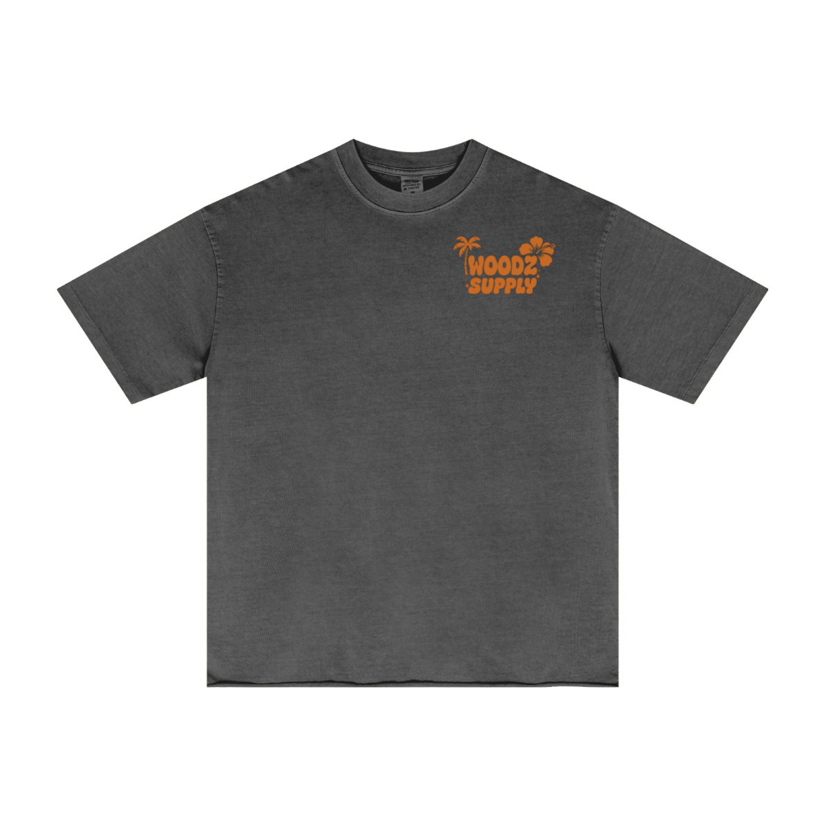 275GSM Men’s Raw-Edge Pigment-Wash T-shirt Dark grey