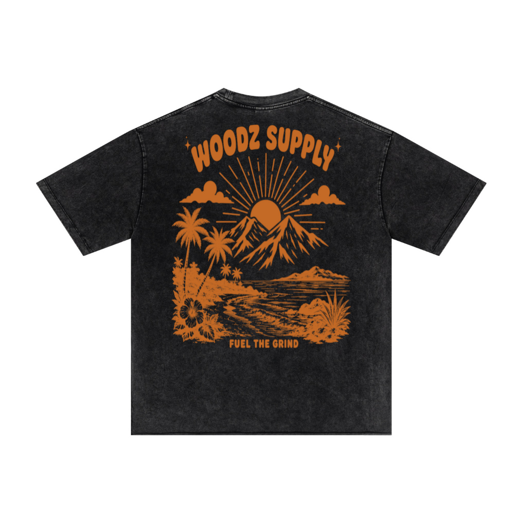 275GSM Men’s Raw-Edge Pigment-Wash T-shirt Snow Wash