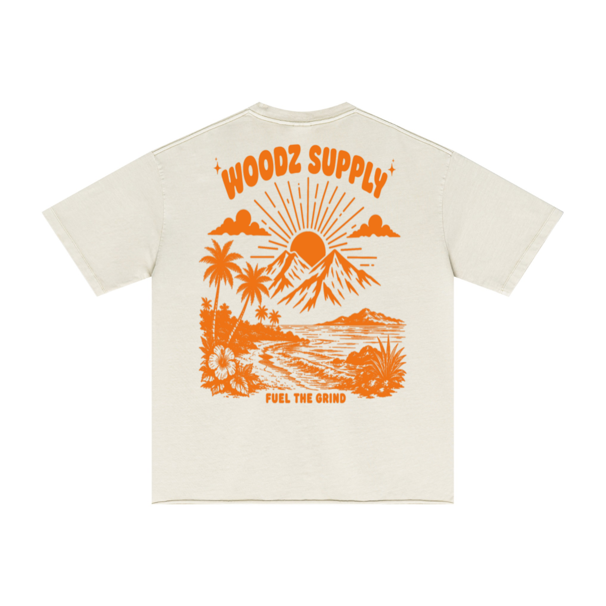 275GSM Men’s Raw-Edge Pigment-Wash T-shirt Apricot