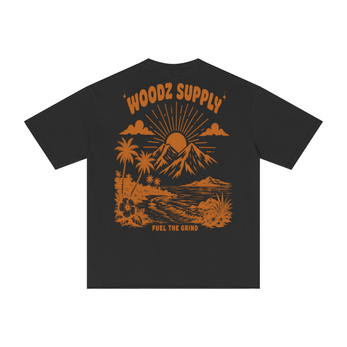 275GSM Men’s Raw-Edge Pigment-Wash T-shirt Black