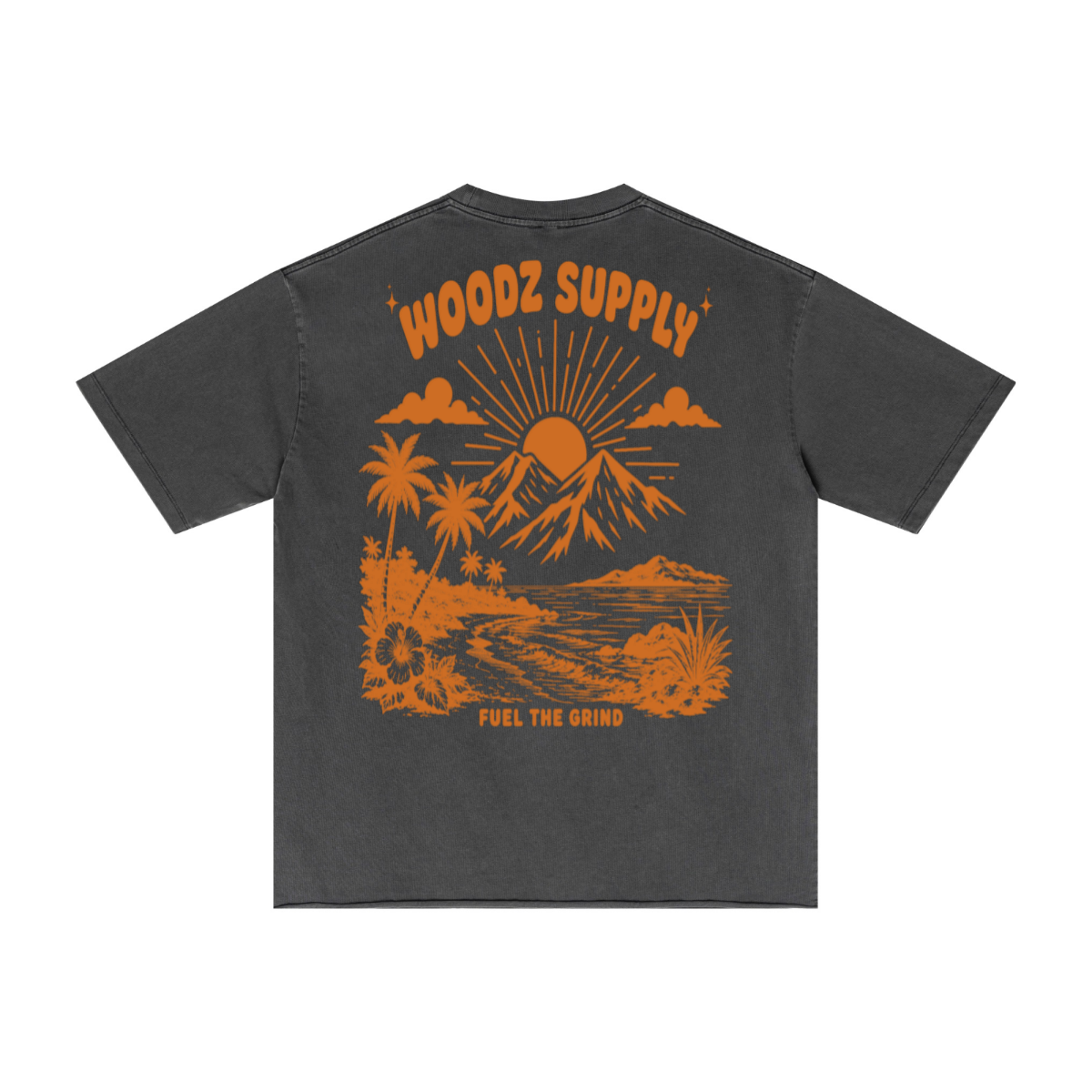 275GSM Men’s Raw-Edge Pigment-Wash T-shirt Dark green