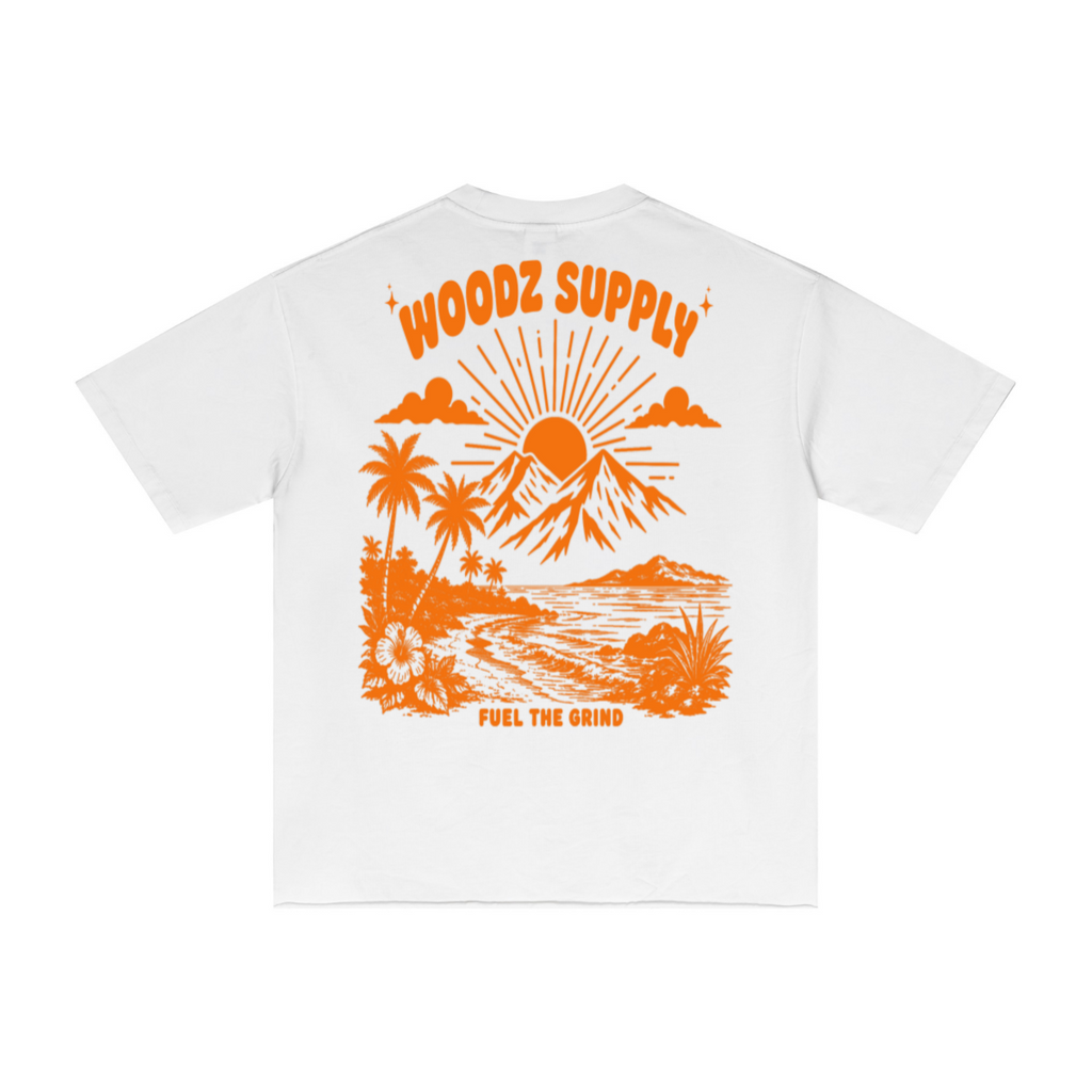 275GSM Men’s Raw-Edge Pigment-Wash T-shirt White