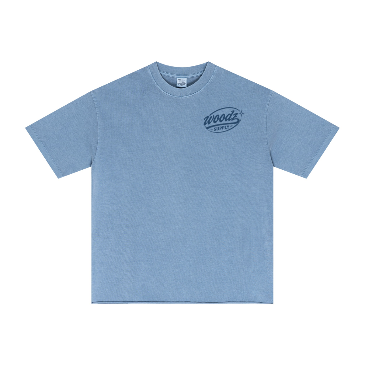 275GSM Men’s Raw-Edge Pigment-Wash T-shirt Blue
