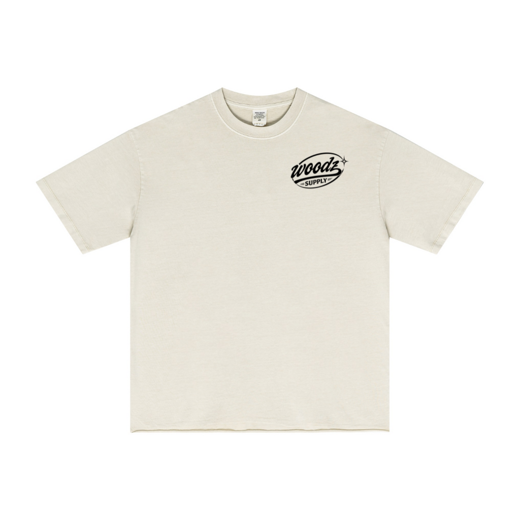 275GSM Men’s Raw-Edge Pigment-Wash T-shirt Apricot