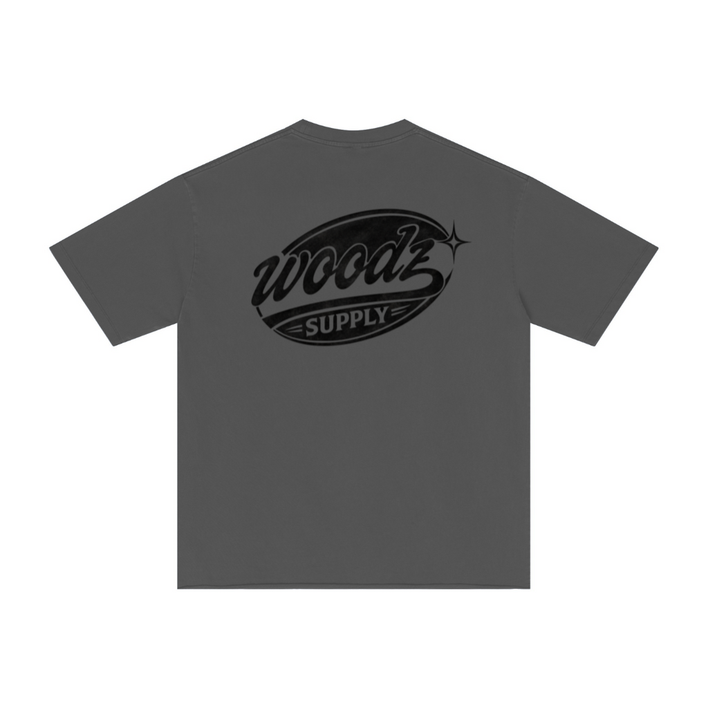 275GSM Men’s Raw-Edge Pigment-Wash T-shirt Dark grey