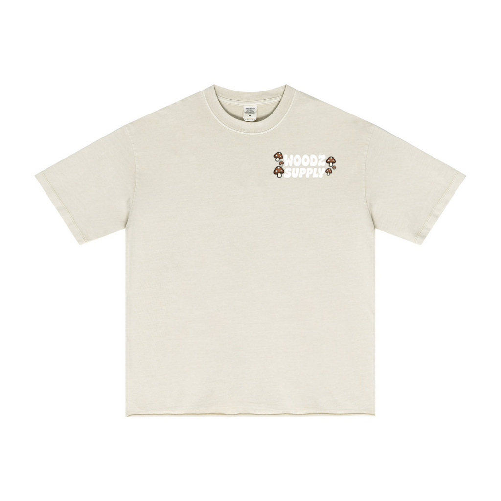 275GSM Men’s Raw-Edge Pigment-Wash T-shirt Apricot