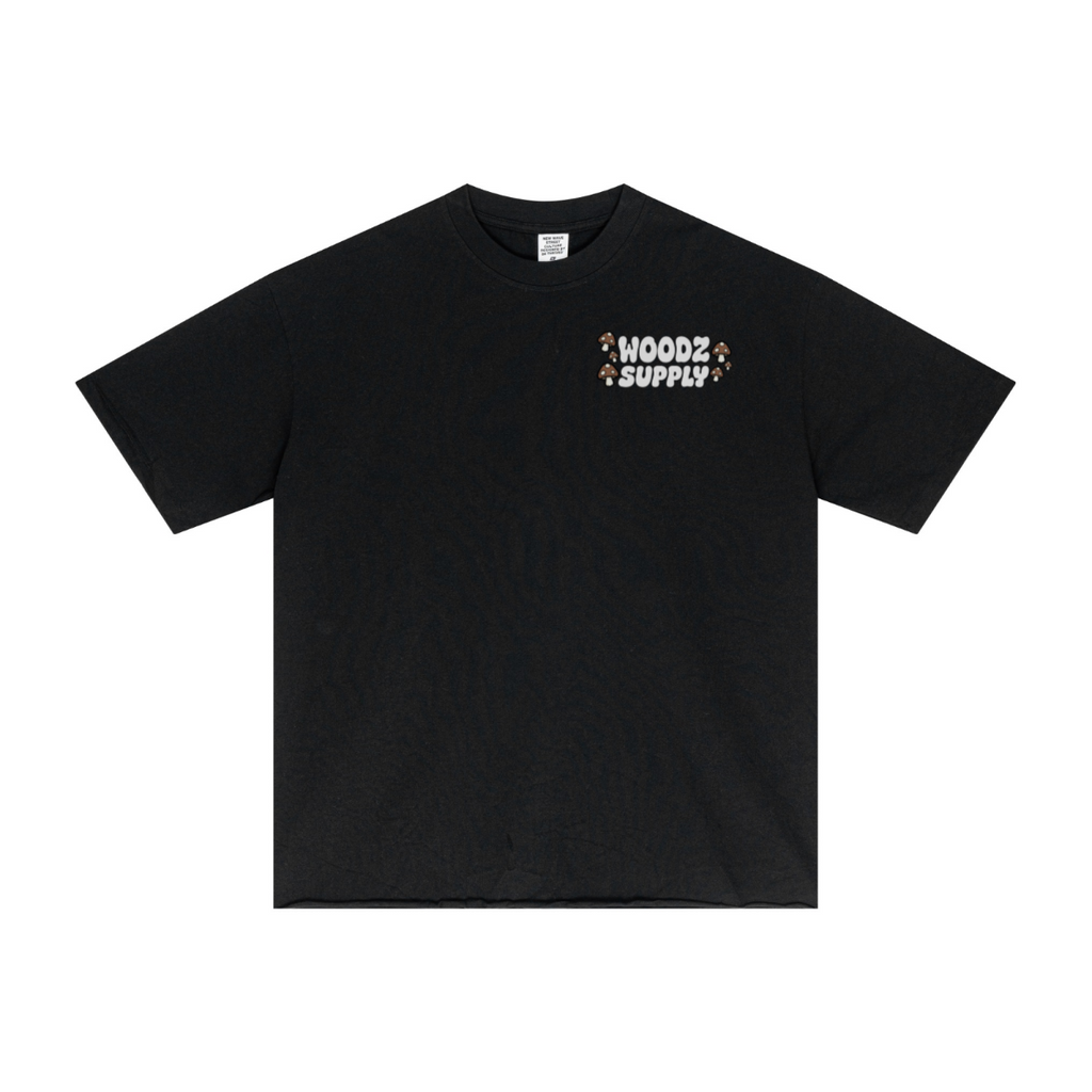 275GSM Men’s Raw-Edge Pigment-Wash T-shirt Black