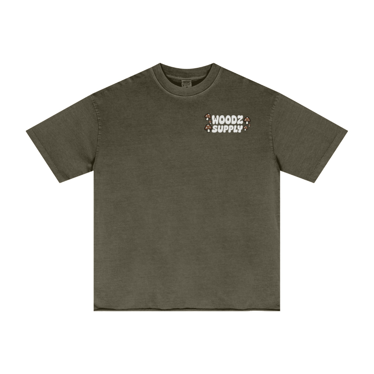 275GSM Men’s Raw-Edge Pigment-Wash T-shirt Dark green