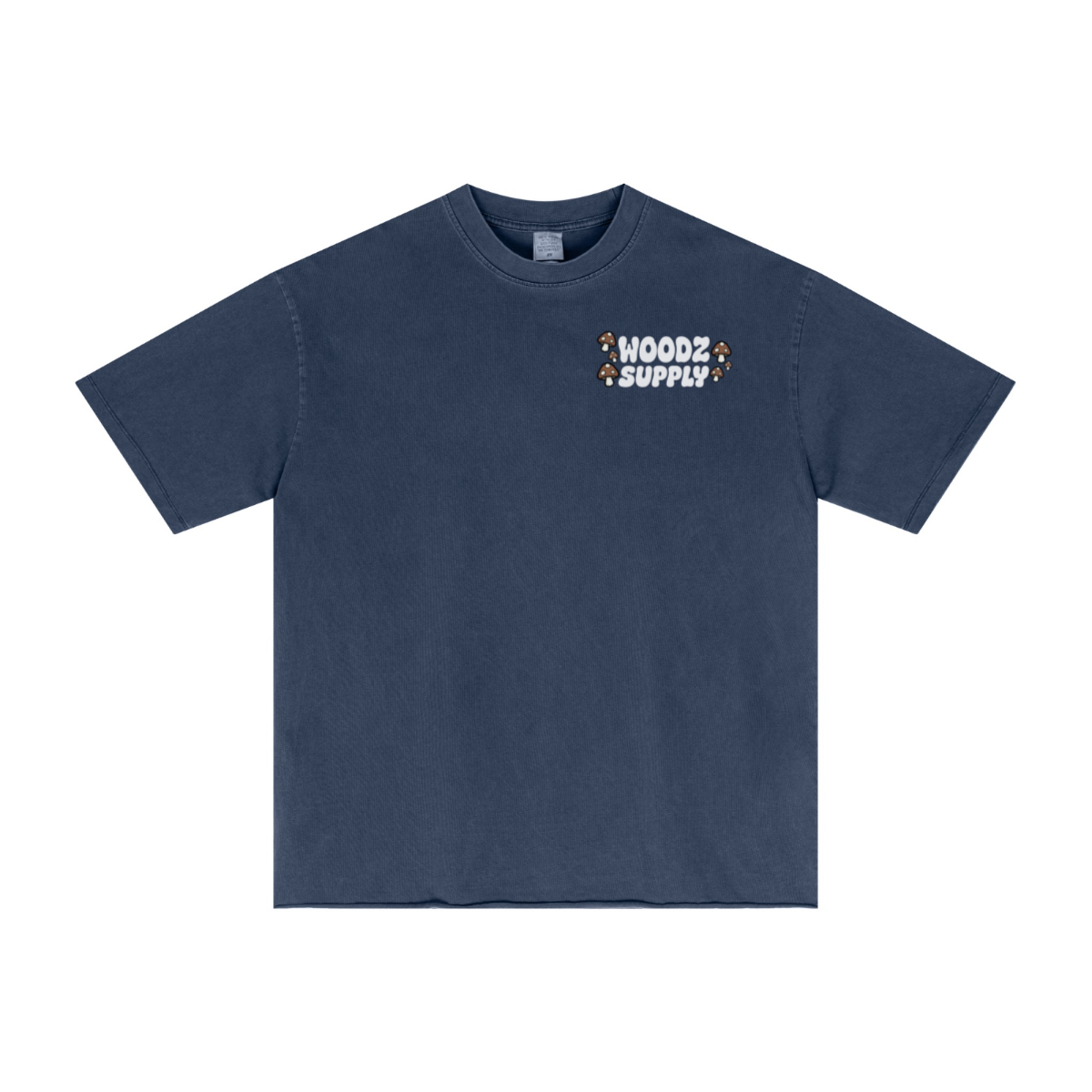 275GSM Men’s Raw-Edge Pigment-Wash T-shirt Dark blue